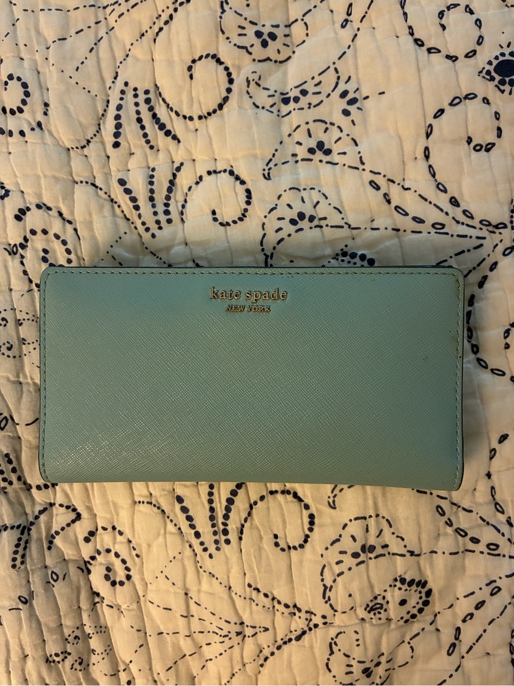 kate spade light blue Leather Zip Wallet